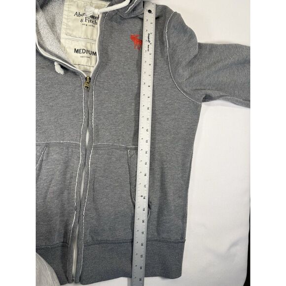 Abercrombie Fitch Muscle Hoodie Women Medium Gray Embroidered Full Zip Spell Out - Picture 10 of 12